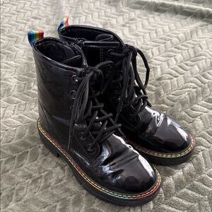 Kurt Geiger Black Boots with Rainbow Trim